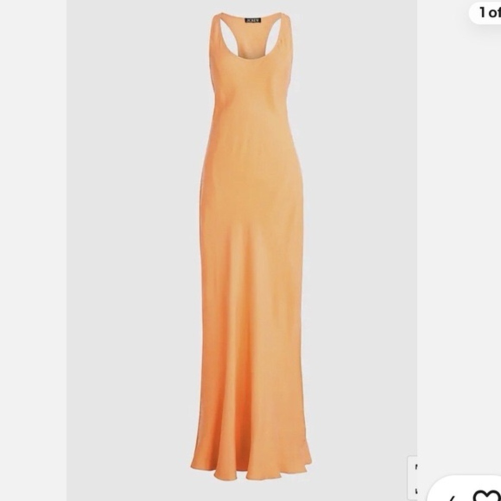 NWT J. Crew SZ 4 Women's Alicia cupro-blend racerback slip dress Orange BI604 F5